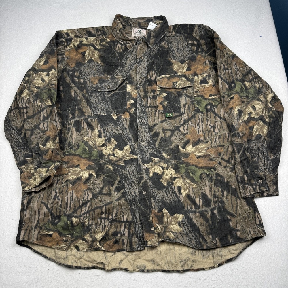 Vintage Mossy Oak Shirt Mens 4XL Camouflage Button Up Hunting Chamois USA